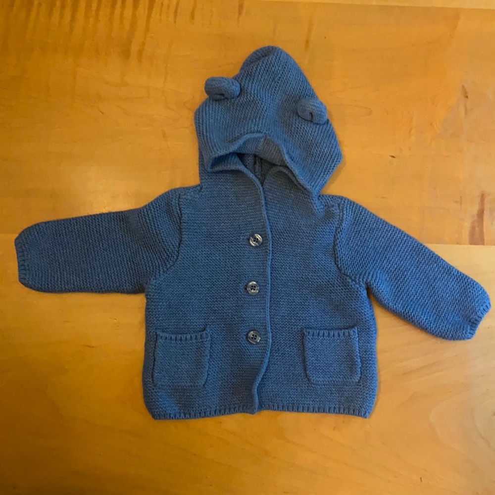 Baby GAP Blue Button Up Hooded Sweater.
